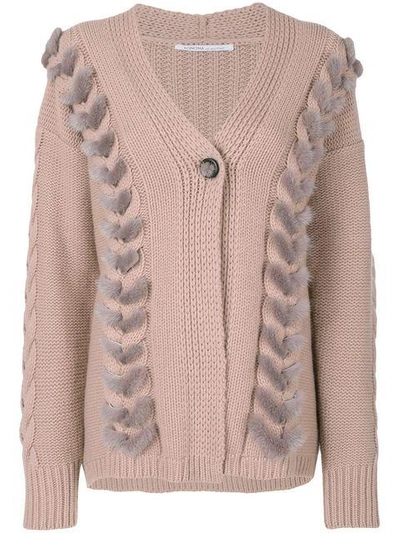 Shop Agnona Cable Knit Detail Cardigan - Pink