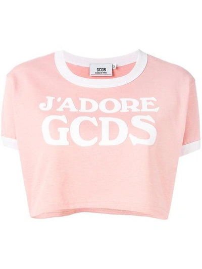 Shop Gcds Logo Cropped T In Pink