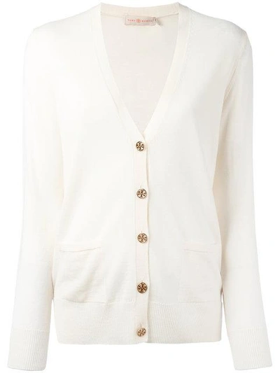 Shop Tory Burch Madeline Long-sleeve Cardigan In Neutrals