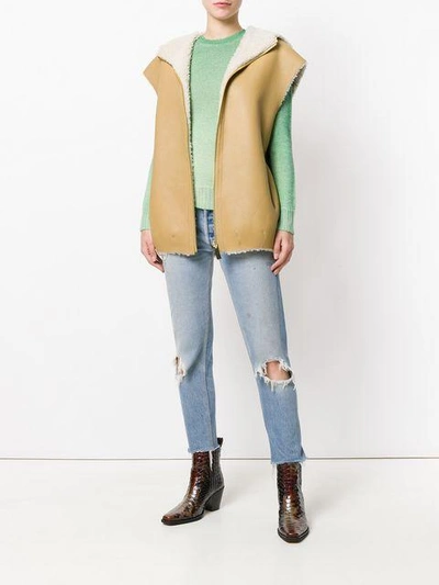 Michael Kors Zipped Shearling Gilet In Neutrals