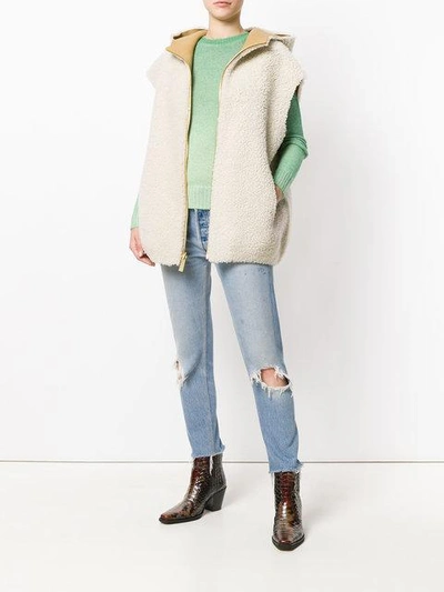 Michael Kors Zipped Shearling Gilet In Neutrals