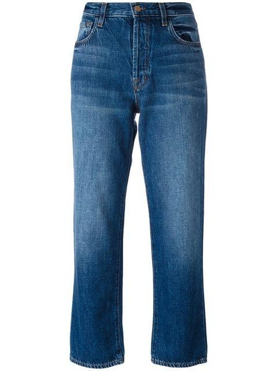 Shop J Brand Straight Cropped Jeans In Blue