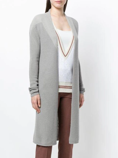 Shop Lorena Antoniazzi Longline Cardigan In Grey