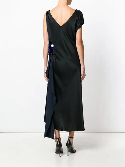 Shop Diane Von Furstenberg Draped Sequin Gown In Bright Blue/black/navy