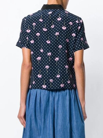 Shop Miu Miu Floral Micro Dotted Shirt - Blue