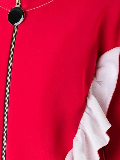 Shop Marni Ruffle Bomber Jacket - Red