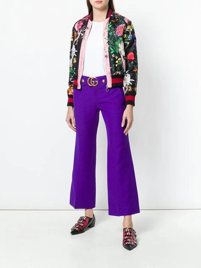 Shop Gucci Gg Marmont Flares In Purple