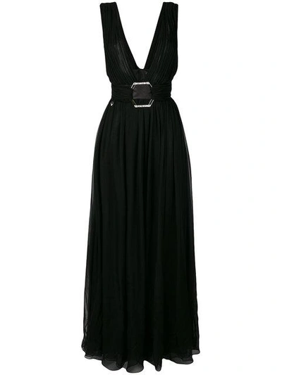 Shop Philipp Plein Plunge Evening Dress - Black
