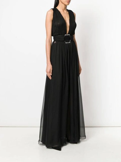 Shop Philipp Plein Plunge Evening Dress - Black