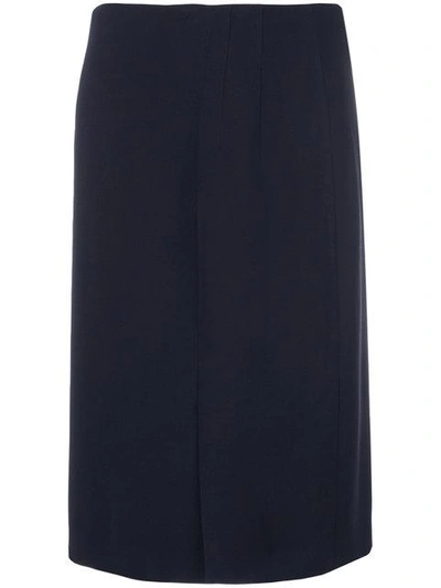 Shop Ferragamo Pleat Detail Skirt In Blue