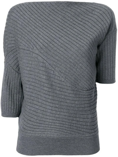 Shop Jw Anderson Asymmetric Ribbed Knitted Top - Grey