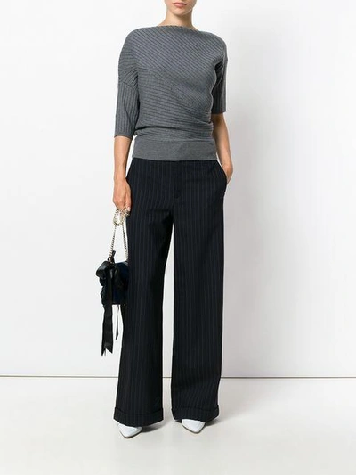 Shop Jw Anderson Asymmetric Ribbed Knitted Top - Grey