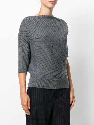 Shop Jw Anderson Asymmetric Ribbed Knitted Top - Grey