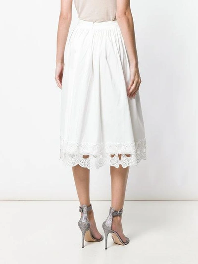 Shop Blumarine Embroidered Full Skirt In White