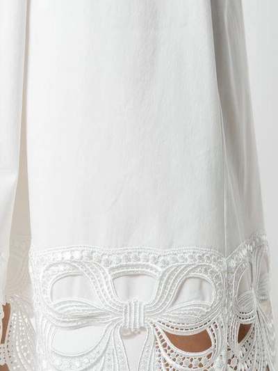 Shop Blumarine Embroidered Full Skirt In White