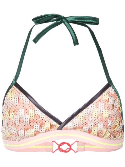Shop Martina Spetlova Woven Bikini Top In Pink