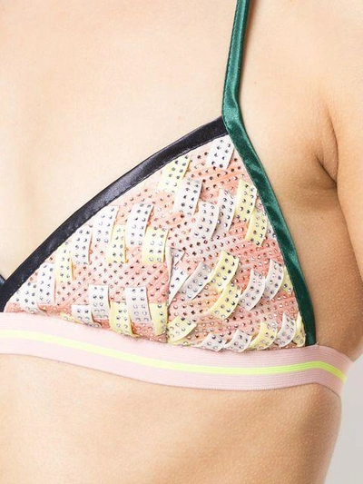 Shop Martina Spetlova Woven Bikini Top In Pink