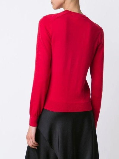 Shop Comme Des Garçons Play Mini Heart V-neck Jumper - Red