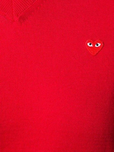 Shop Comme Des Garçons Play Mini Heart V-neck Jumper - Red