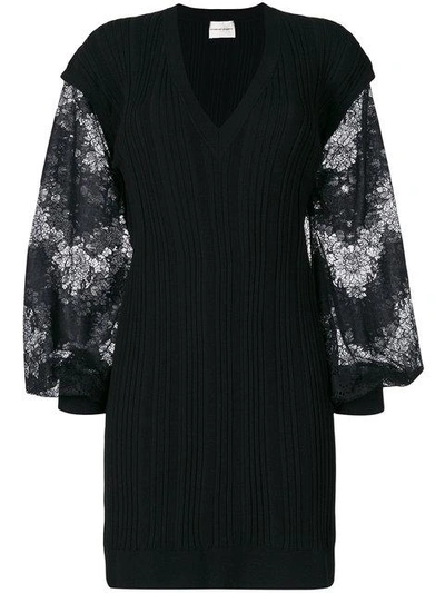 Shop Emanuel Ungaro Contrast Sleeve Knitted Dress - Black