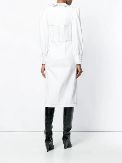 Shop Cristina Savulescu Lace Collar Denim Dress - White