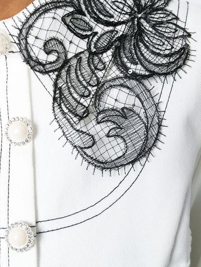 Shop Cristina Savulescu Lace Collar Denim Dress - White
