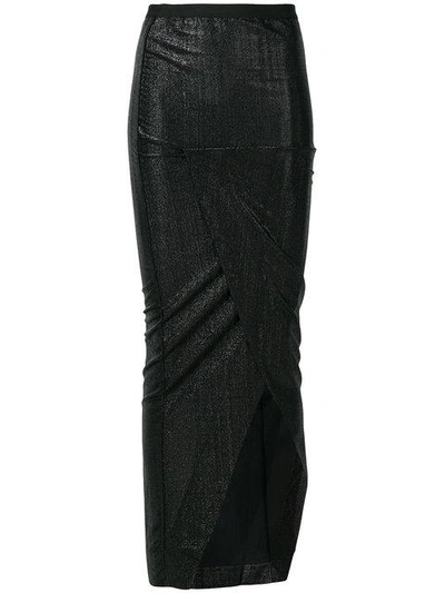 Shop Rick Owens Lilies Wrap Front Long Skirt - Black