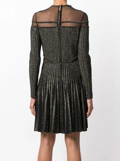 Shop Elie Saab Ribbed Knit Mesh Insert Dress In Black