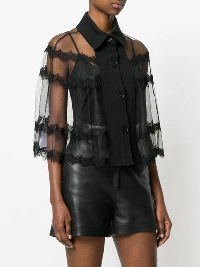 Shop Mcq By Alexander Mcqueen Mcq Alexander Mcqueen Sheer Lace Blouse - Black