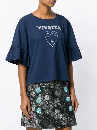 Shop Vivetta Peplum Cropped T-shirt - Blue
