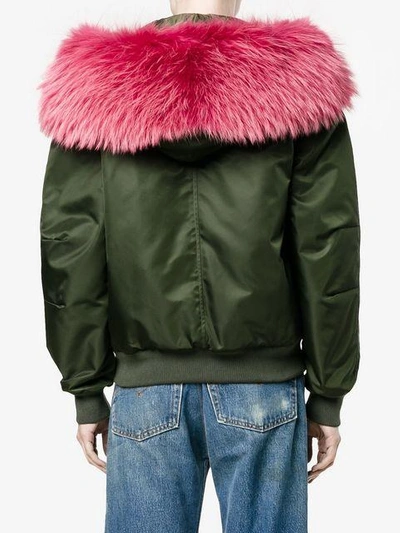 Shop Mr & Mrs Italy Fur Lining Bomber Jacket In Green