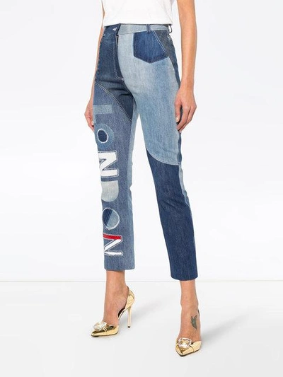 London High-Waisted Patchwork Jeans