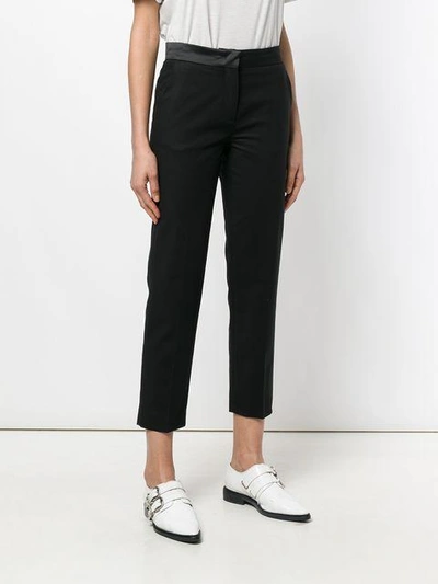 Shop Moncler Cropped Tailored Trousers In Black