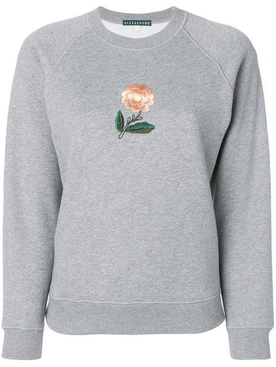 Shop Alexa Chung Embroidered Flower Sweatshirt In Grey