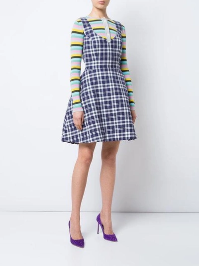 Shop Natasha Zinko Plaid Dress In Blue