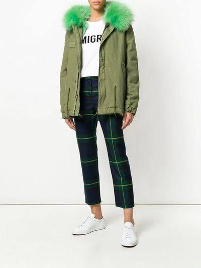 Shop Mr & Mrs Italy Fur Lined Short Parka In Green