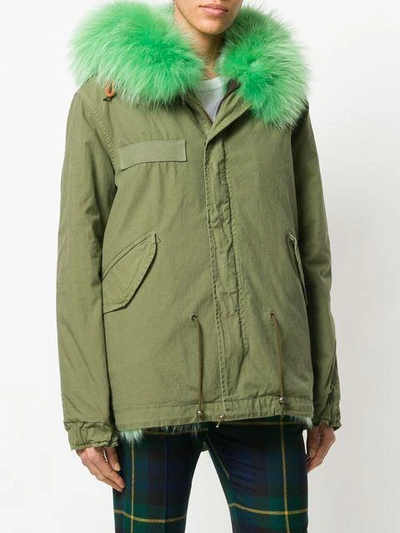 Shop Mr & Mrs Italy Fur Lined Short Parka In Green