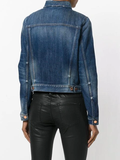 Shop Diesel Cropped Denim Jacket In Blue