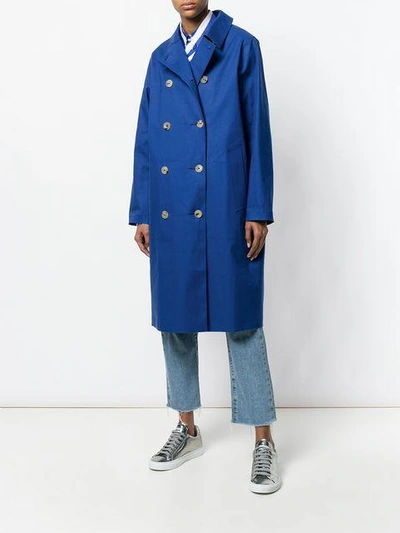 Shop Mackintosh Double-breasted Coat - Blue