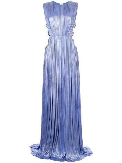 Shop Maria Lucia Hohan Pleated Design Cut Out Sides Gown - Blue