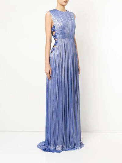 Shop Maria Lucia Hohan Pleated Design Cut Out Sides Gown - Blue