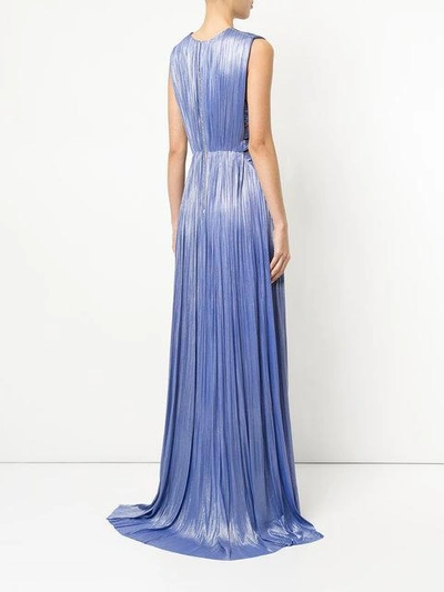 Shop Maria Lucia Hohan Pleated Design Cut Out Sides Gown - Blue