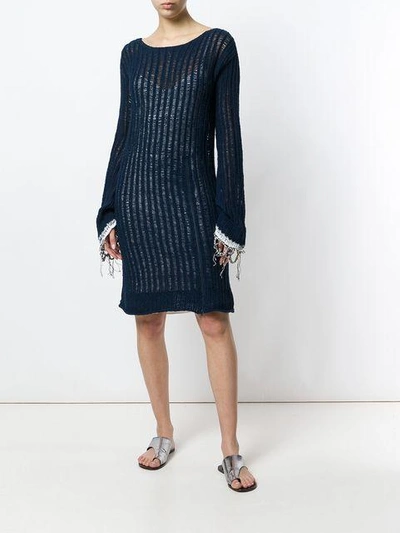 Shop Aviu Aviù Open Knit Sweater Dress - Blue