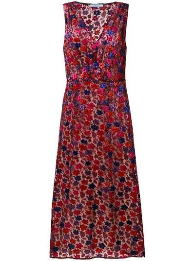 金属感花卉连衣裙