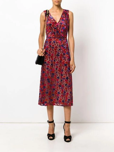 金属感花卉连衣裙