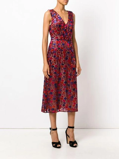 金属感花卉连衣裙