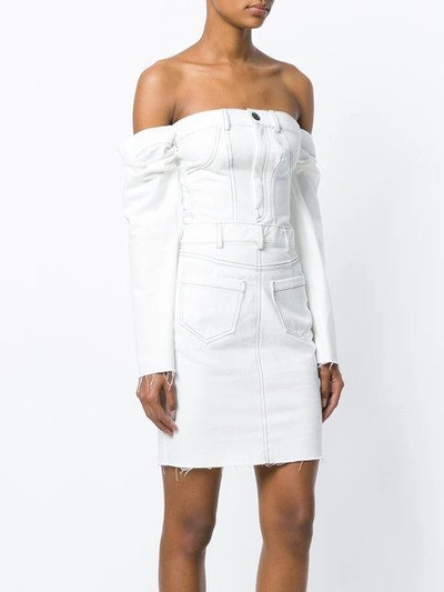 Shop Cristina Savulescu Off-the-shoulder Denim Dress - White