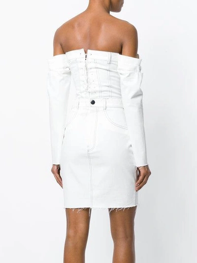 Shop Cristina Savulescu Off-the-shoulder Denim Dress - White