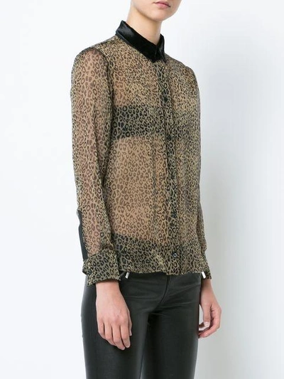 Shop Amiri Sheer Leopard Print Shirt - Brown