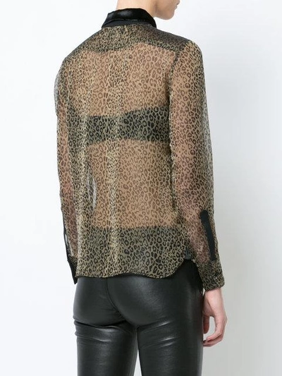 Shop Amiri Sheer Leopard Print Shirt - Brown